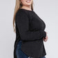 Plus Melange Baby Waffle Long Sleeve Top Plus Tops