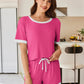 Daverri Fashions pink white trim ribbed pajama set