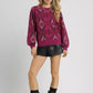 Umgee Boho Patterned Long Sleeve Sweater - DAVERRI FASHIONS