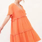 And The Why Washed Frayed Detail Tiered Dress Knee Length Dresses