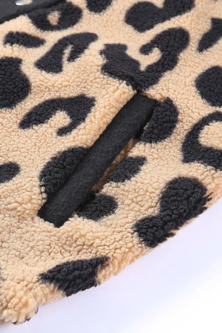 Leopard Button Up Long Sleeve Jacket | Jackets Daverri Fashions