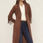Fringe Lapel Collar Long Sleeve Coat - DAVERRI FASHIONS