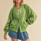 Aemi + Co Snap Down Drop Shoulder Brushed Jacket Lime Jackets