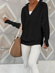 Half Zip Long Sleeve Knit Top | Knit Tops Daverri Fashions