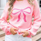 Bow Round Neck Long Sleeve Sweater - DAVERRI FASHIONS