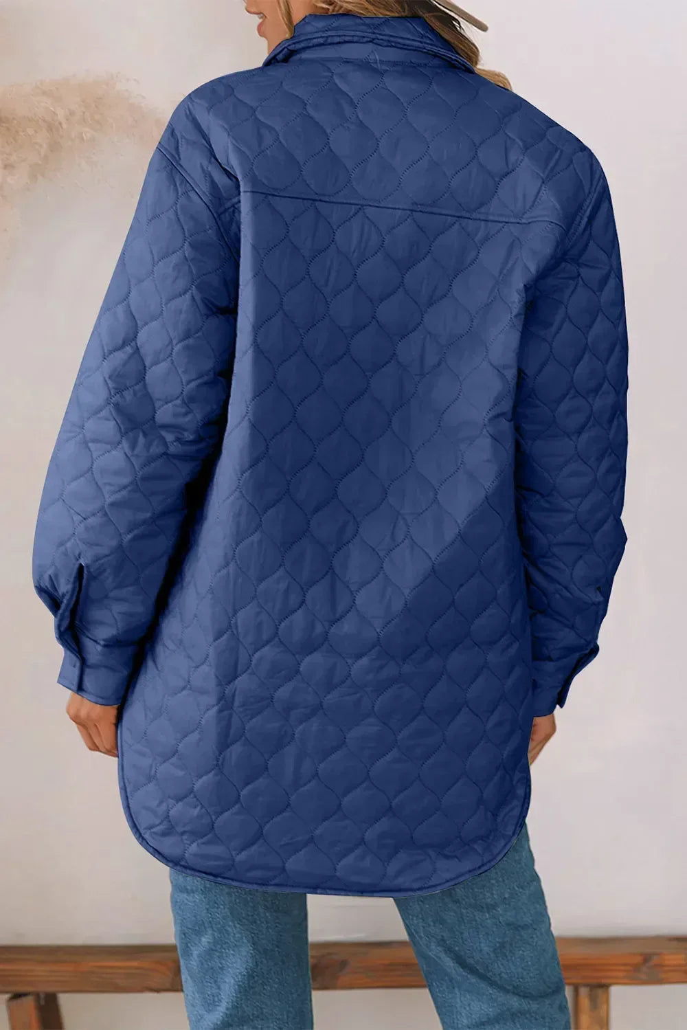 Snap Down Collared Winter Coat - DAVERRI FASHIONS
