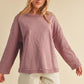 Aemi + Co Frayed Edge Round Neck Sweatshirt Dusty Pink Sweatshirts