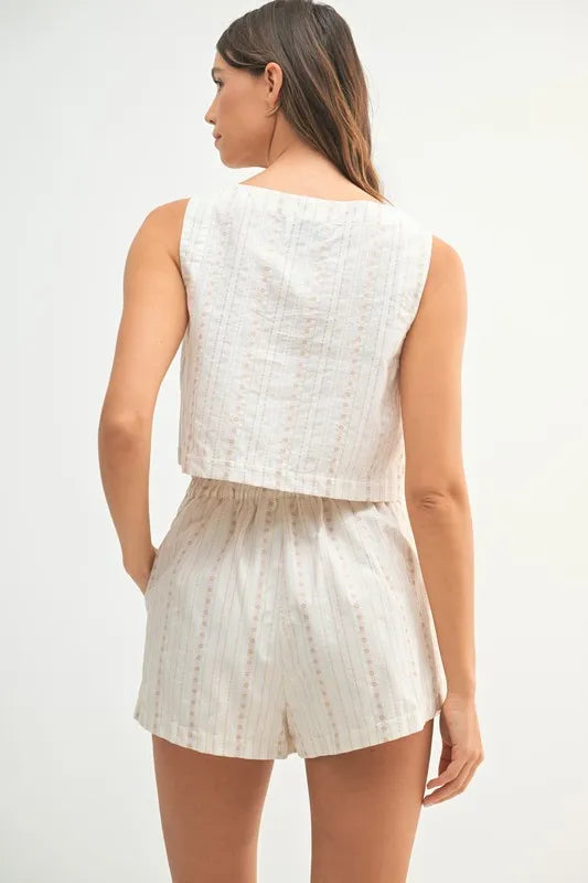 MABLE Square Neck Crop Top and Shorts Set Shorts Sets