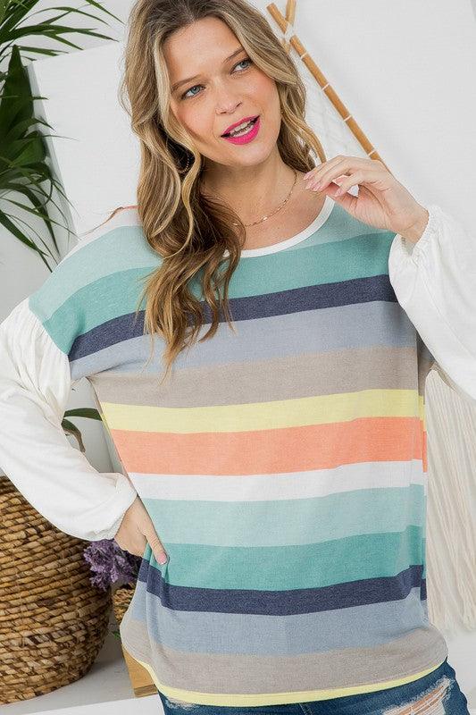 Multi Striped Boxy Top Shirts & Tops