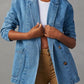 Pocketed Lapel Collar Long Sleeve Denim Jacket - DAVERRI FASHIONS