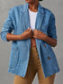 Pocketed Lapel Collar Long Sleeve Denim Jacket - DAVERRI FASHIONS