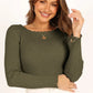 Lettuce Edge Round Neck Long Sleeve Top - DAVERRI FASHIONS
