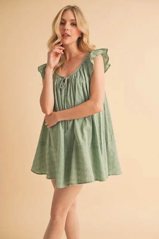 Aemi+Co Ruffled Cap Sleeve Cotton Tunic Mini Dress | Mini Dresses Daverri Fashions
