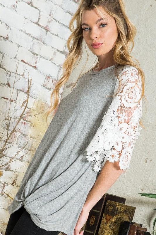 Lace Sleeve Top Tops