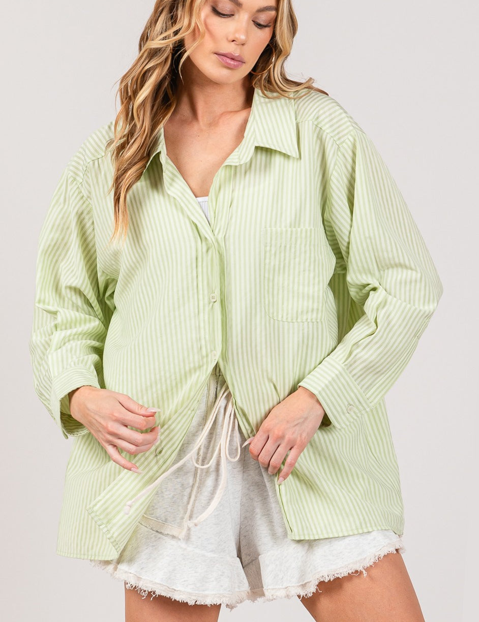 SAGE + FIG Striped Button Up Long Sleeve Shirt SAGE S M