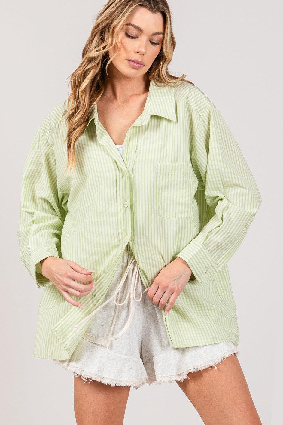 SAGE + FIG Striped Button Up Long Sleeve Shirt SAGE S M Shirts