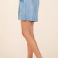 Mittoshop Washed Chambray Elastic Waist Easy Fit Shorts Shorts