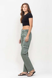 Vervet Cargo Pocket Mid Rise Straight Jeans Jeans