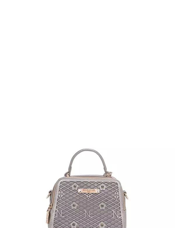 PEWTER One Size Vegan Geometric Pattern Structured Handbag | Handbags Daverri Fashions