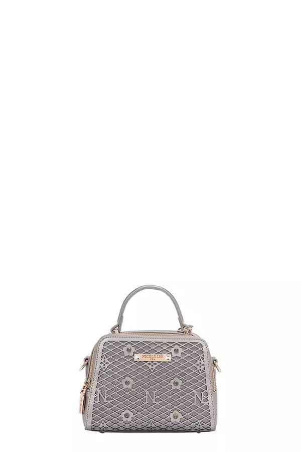PEWTER One Size Vegan Geometric Pattern Structured Handbag | Handbags Daverri Fashions