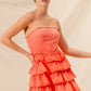 SO ME Strapless Ruffle Layered Game Day Cheer Up Dress - DAVERRI FASHIONS