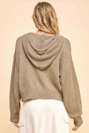 Davi & Dani Drop Shoulder Long Sleeve Hooded Sweater Tops