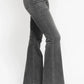 Judy Blue Full Size Mid Rise Tummy Control Washed Gray Release Hem Flare Jeans Plus Size - DAVERRI FASHIONS