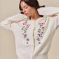 SO ME Floral Embroidered Coquette Sweater Cardigan - DAVERRI FASHIONS