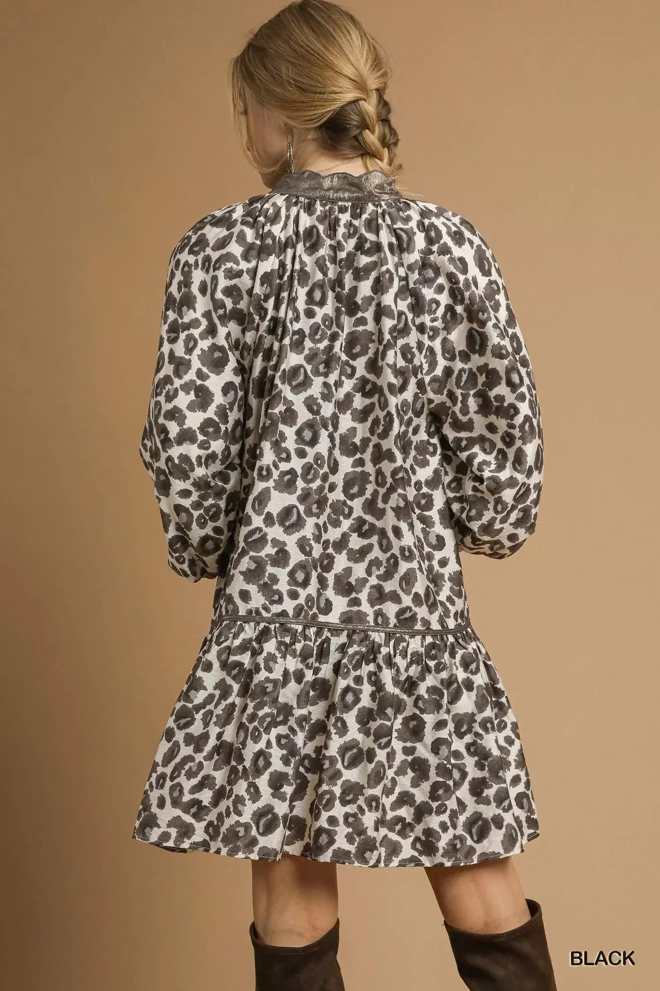 Umgee Leopard Print Tiered Mini Dress - DAVERRI FASHIONS