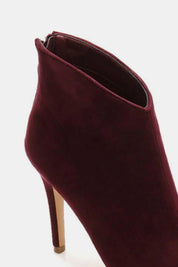 Beast Fashion Suede Stiletto Ankle Booties with Back Zippers Footwear