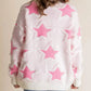 Oversized Star Pattern Ribbed Edge Drop Shoulder Sweater - DAVERRI FASHIONS
