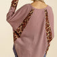 Umgee Leopard High-Low Dolman Sleeve Waffle Knit Top Plus Size - DAVERRI FASHIONS