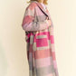 Davi & Dani Tied Color Block Collared Neck Coat Outerwear
