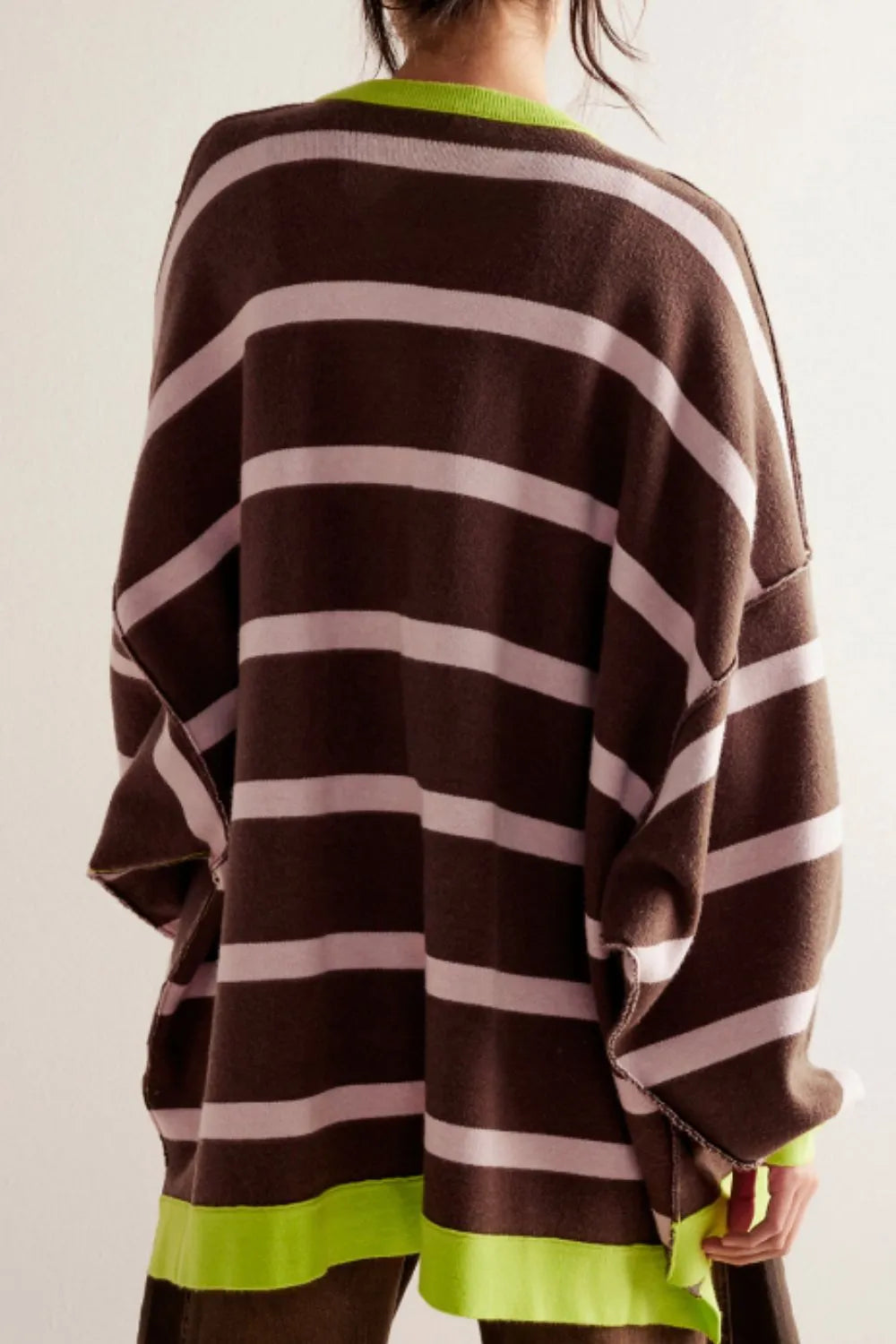 Contrast Stripes Button Down Long Sleeve Cardigan | Cardigans Daverri Fashions