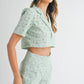 MABLE Eyelet Short Sleeve Crop Top and Shorts Set Outfit Sets