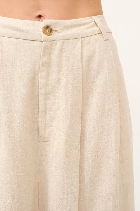 And The Why High-Rise Wide Leg Linen Blended Pants | Daverri Fashions