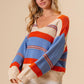 BiBi Multi Color Stripe Scoop Neck Sweater - DAVERRI FASHIONS