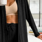 Open Front Long Sleeve Cardigan and Pants Lounge Set - DAVERRI FASHIONS