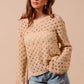 SO ME Geometric Pattern Open Knit Lightweight Sweater