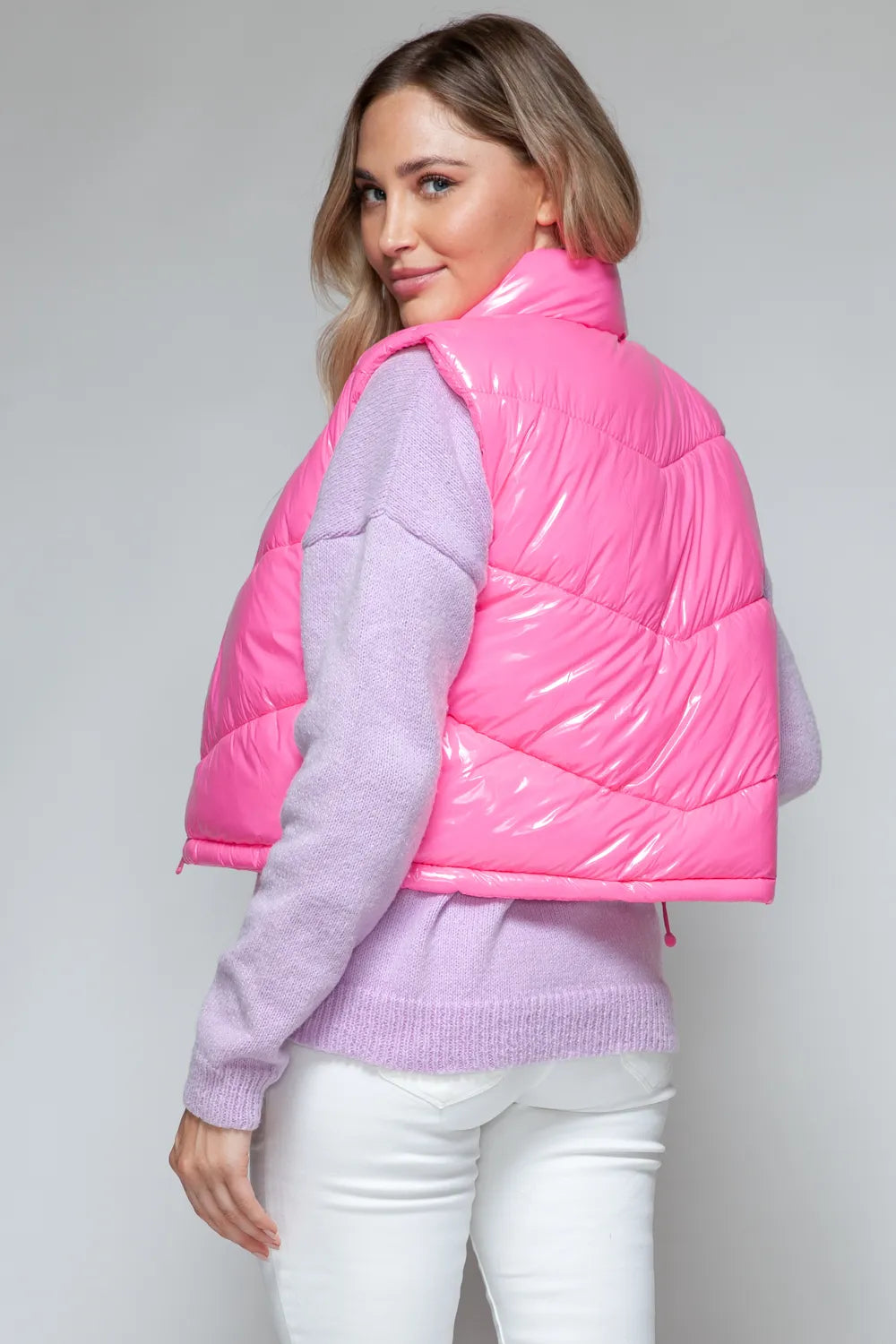 Snobbish Zip Up Turtleneck Shiny Quilted Vest | Vest Jackets Daverri Fashions