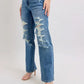 Judy Blue Full Size High Waist Heavy Destroy Straight Jeans Plus Size