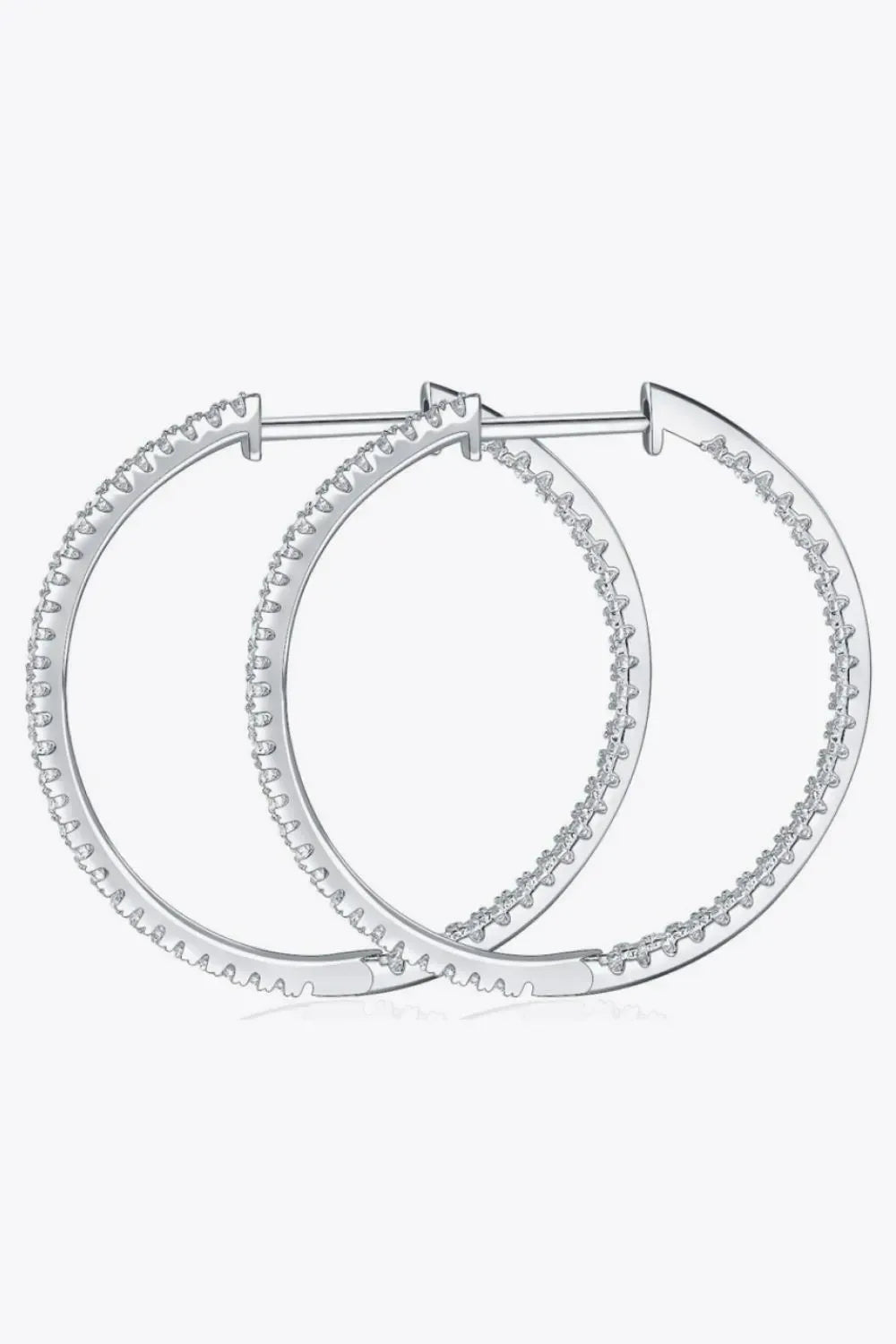 Adored Inlaid Moissanite 925 Sterling Silver Hoop Earrings - DAVERRI FASHIONS