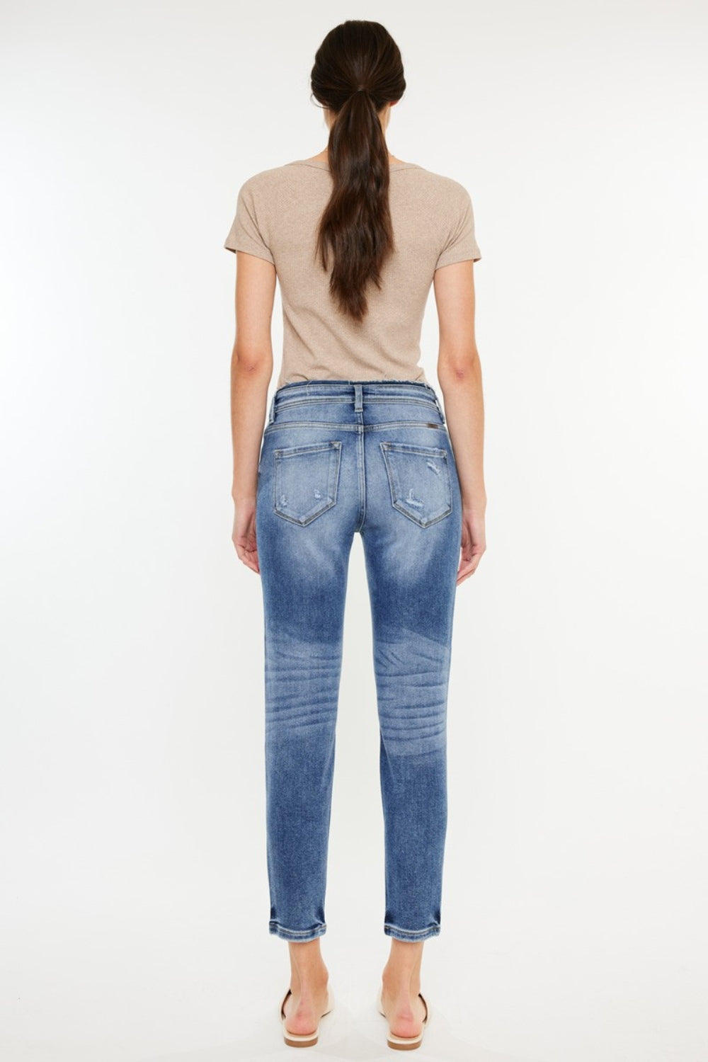 Kancan High Rise Distressed Mom Jeans Jeans