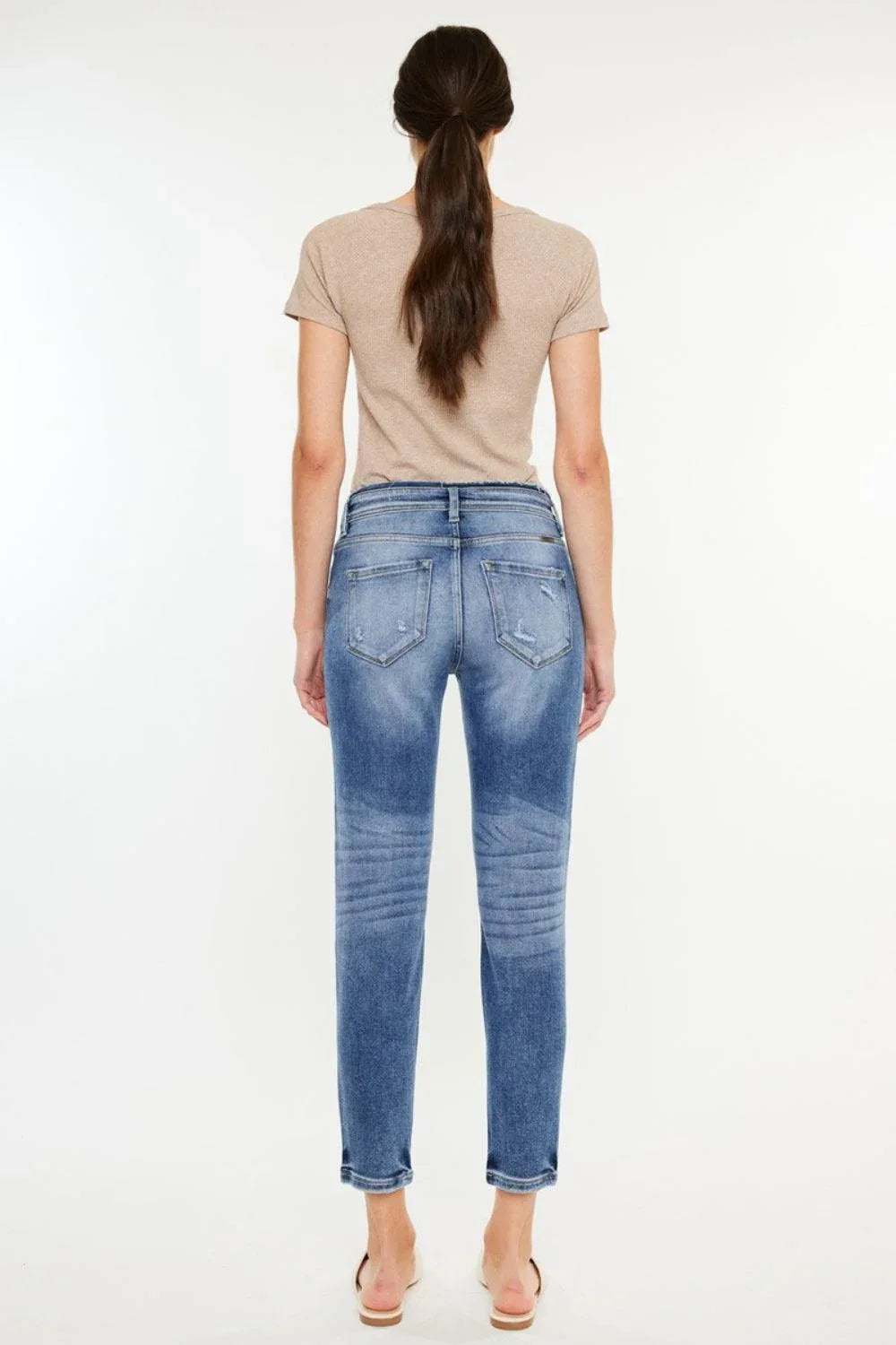 Kancan High Rise Distressed Mom Jeans - DAVERRI FASHIONS