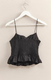 HYFVE Poplin Smocked Waist Summery Cami Top | Cami Tops Daverri Fashions