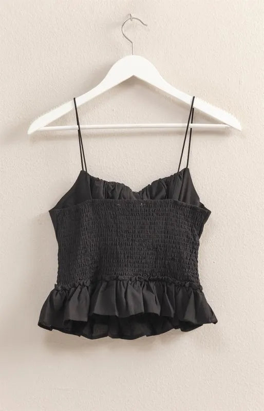 HYFVE Poplin Smocked Waist Summery Cami Top | Cami Tops Daverri Fashions