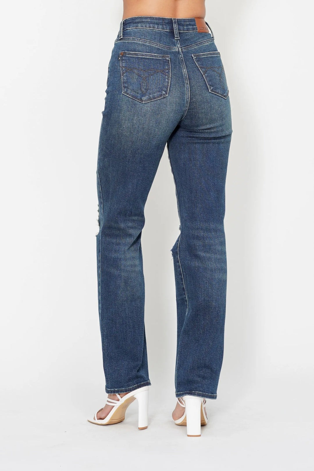 Judy Blue Full Size Hw Ripped Knee Dad Jeans Plus Size | Jeans Daverri Fashions