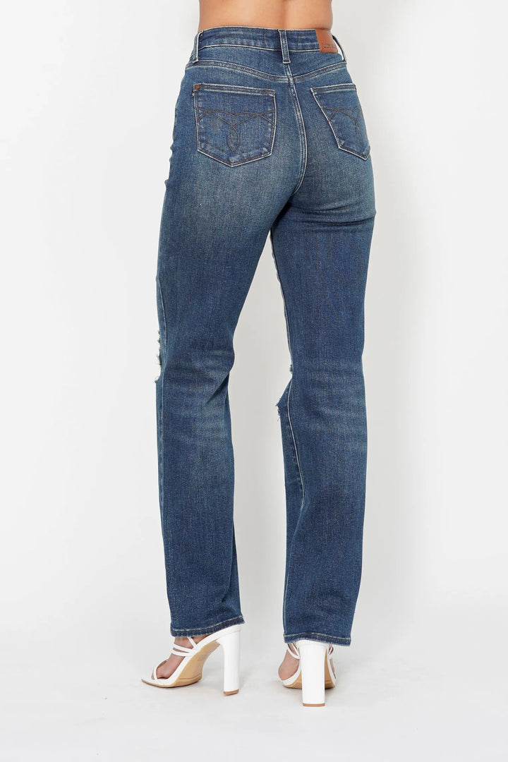 Judy Blue Full Size Hw Ripped Knee Dad Jeans Plus Size | Jeans Daverri Fashions