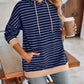 Lovelet Drawstring Striped Long Sleeve Hoodie - DAVERRI FASHIONS