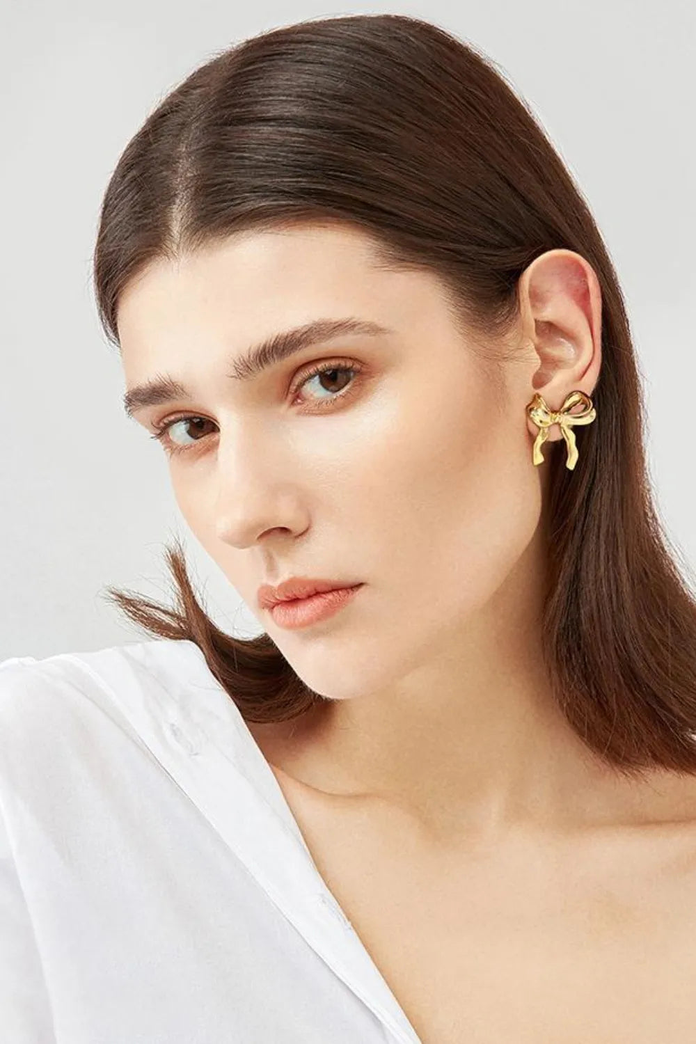 Gold Plated Bow Stud Earrings | Earrings Daverri Fashions